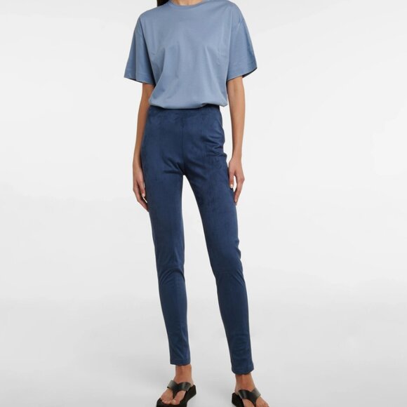 Max Mara Leisure Brera Faux Suede Leggings Blue Size Large NWOT - Picture 1 of 8
